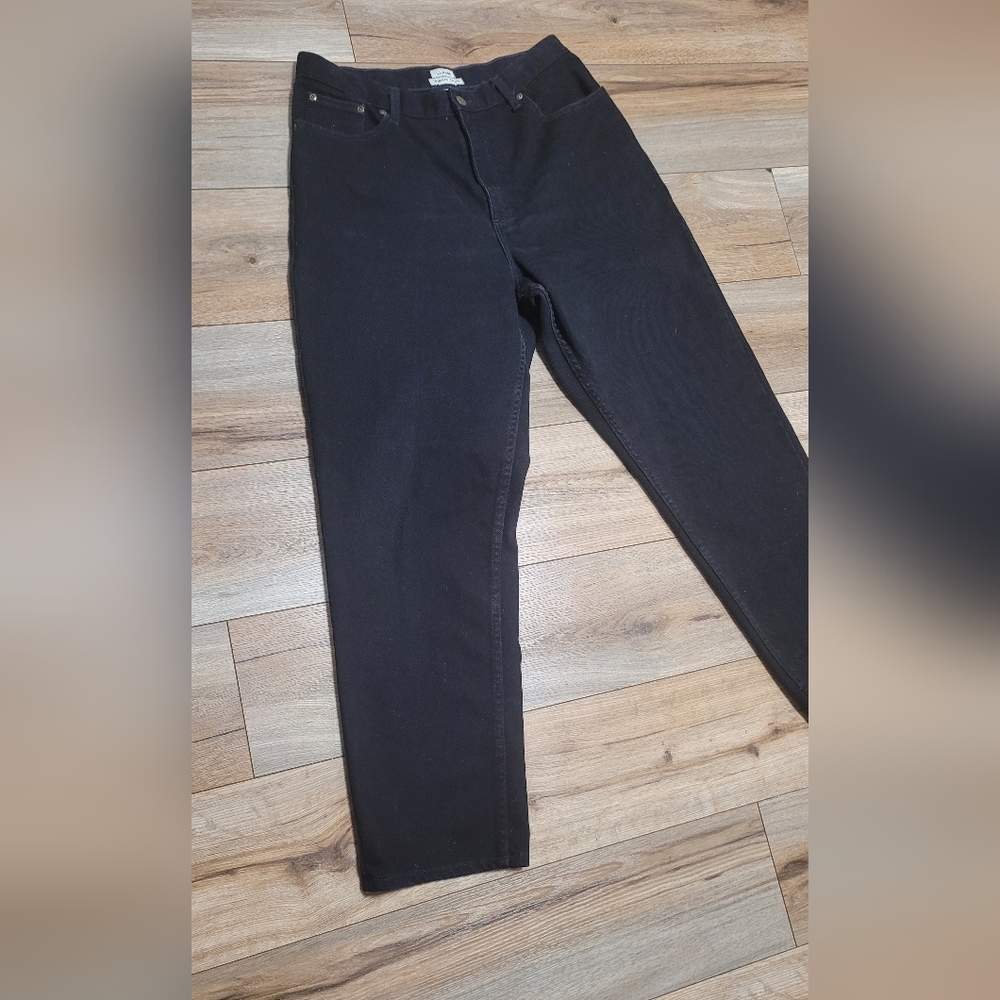L.L.Bean Black Denim Original Fit Relaxed Jeans Women's Size 14 - Picture 2 of 5
